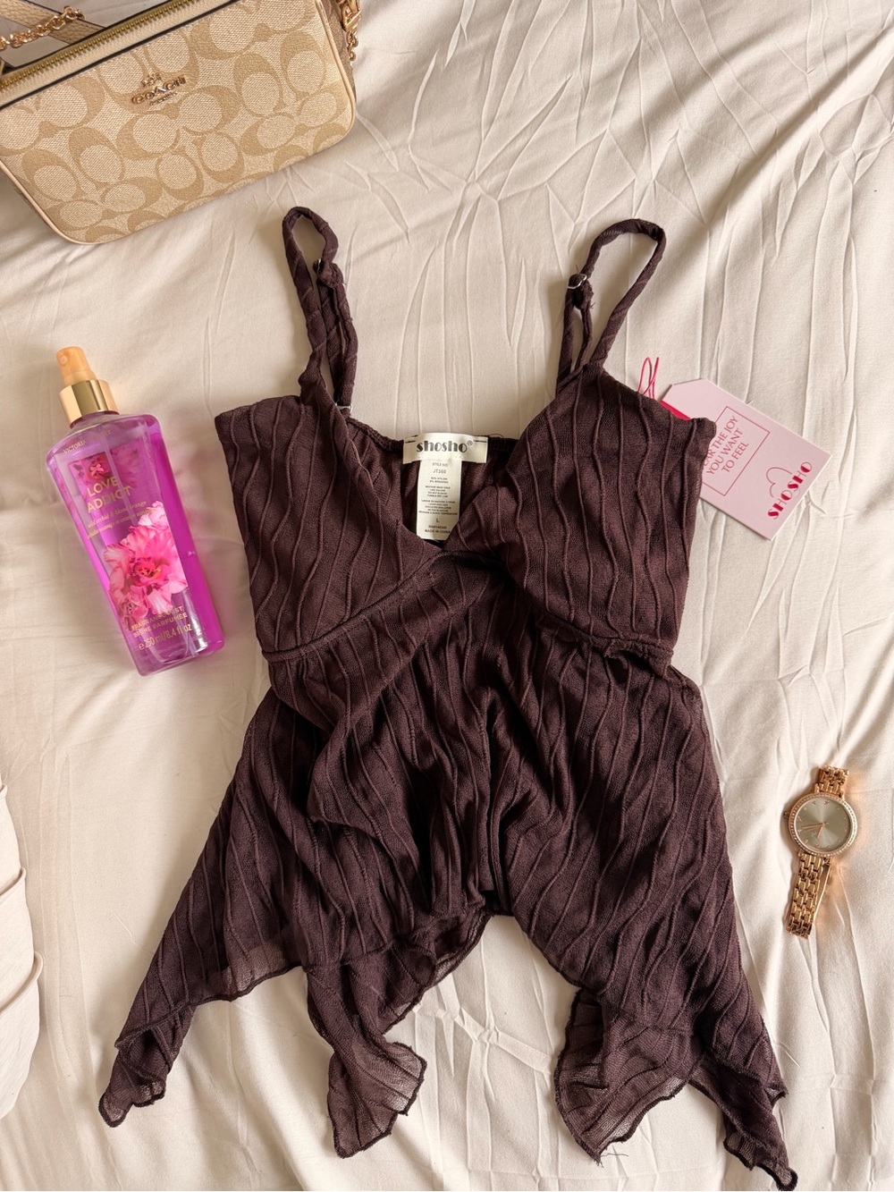Y2K BABYDOLL CAMI - Chocolate Brown 🌸